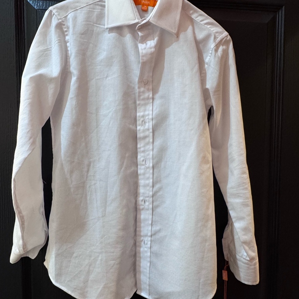 Classic White Boys Slim Fit Tallia Dress Shirt sz 14 NWT